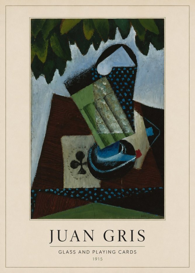 Juan Gris Glass and Playing Cards No3 - Poster