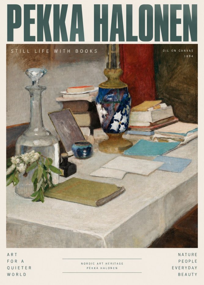 Pekka Halonen Still Life with Books No3 - Poster