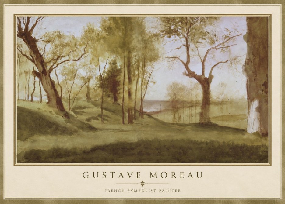 Gustave Moreau Wooded River Landscape No1 - Poster