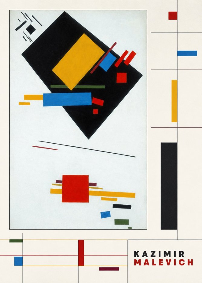 Kazimir Malevich Suprematist Composition with Yellow Rectangle No4 - Poster