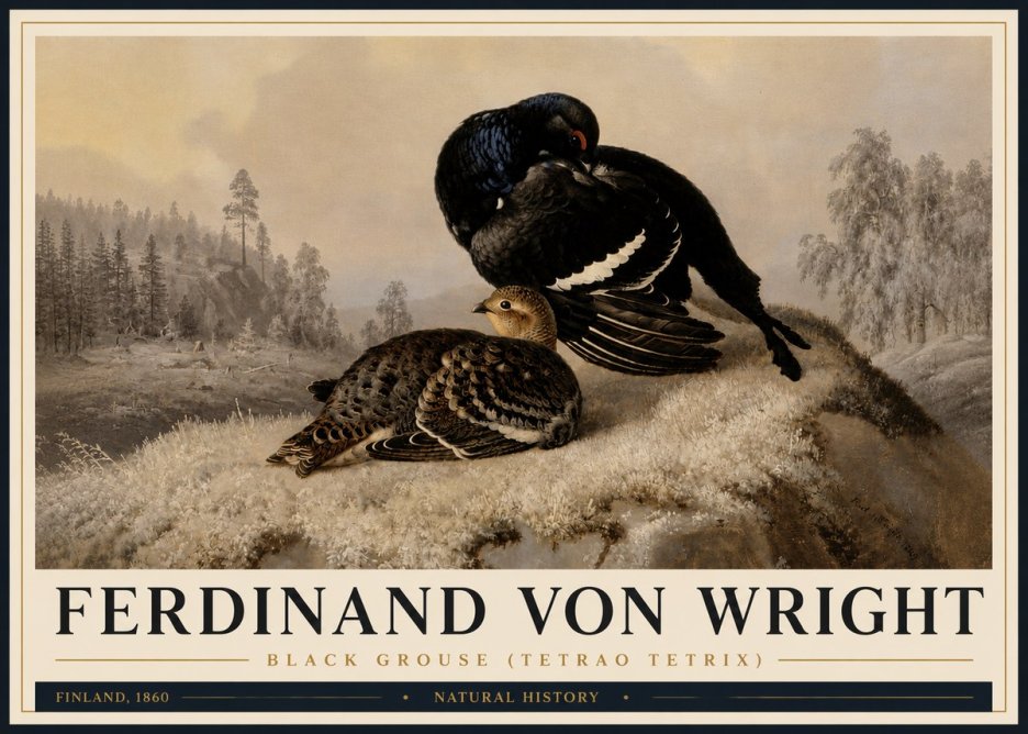 Ferdinand von Wright Black Grouse (Tetrao Tetrix) No4 - Poster