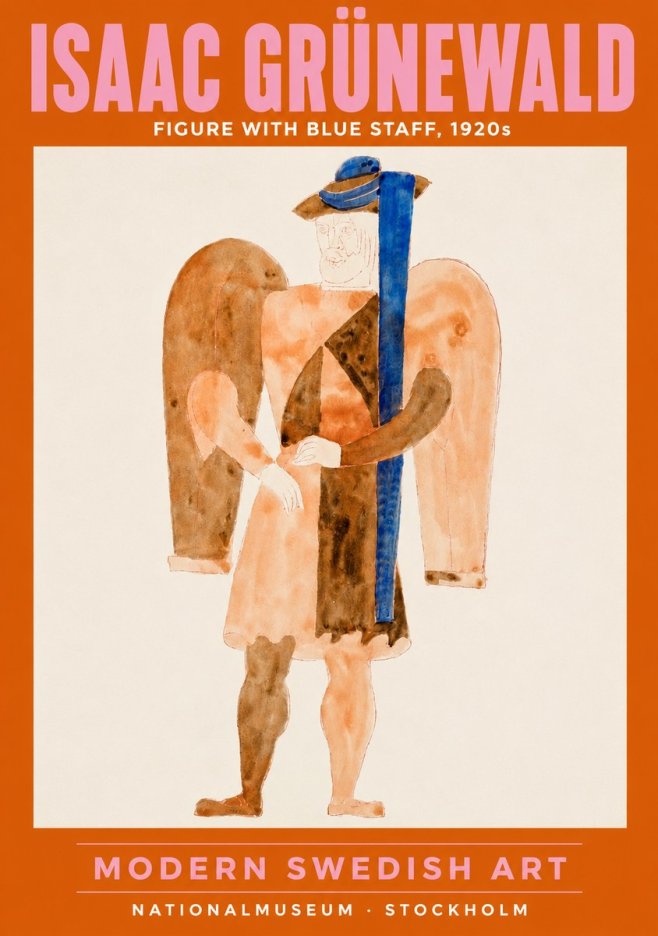 Isaac Grünewald Figure with Blue Staff No2 - Poster