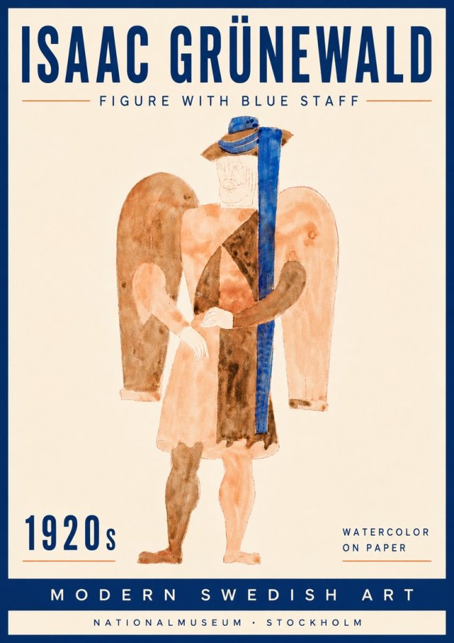 Isaac Grünewald Figure with Blue Staff No5 - Poster