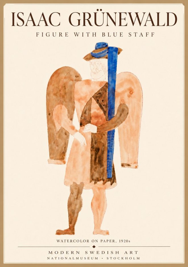 Isaac Grünewald Figure with Blue Staff No6 - Poster
