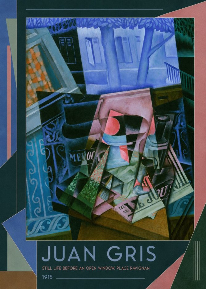 Juan Gris Still Life Before an Open Window, Place Ravignan No4 - Poster