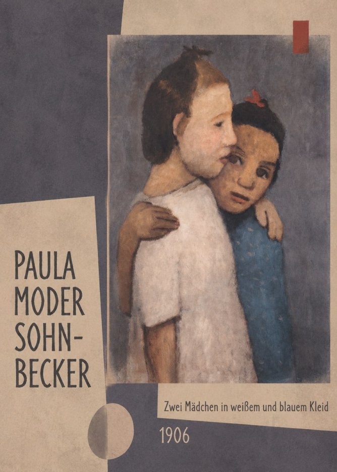 Paula Modersohn-Becker Zwei Mädchen in Weißem Und Blauem Kleid No2 - Poster