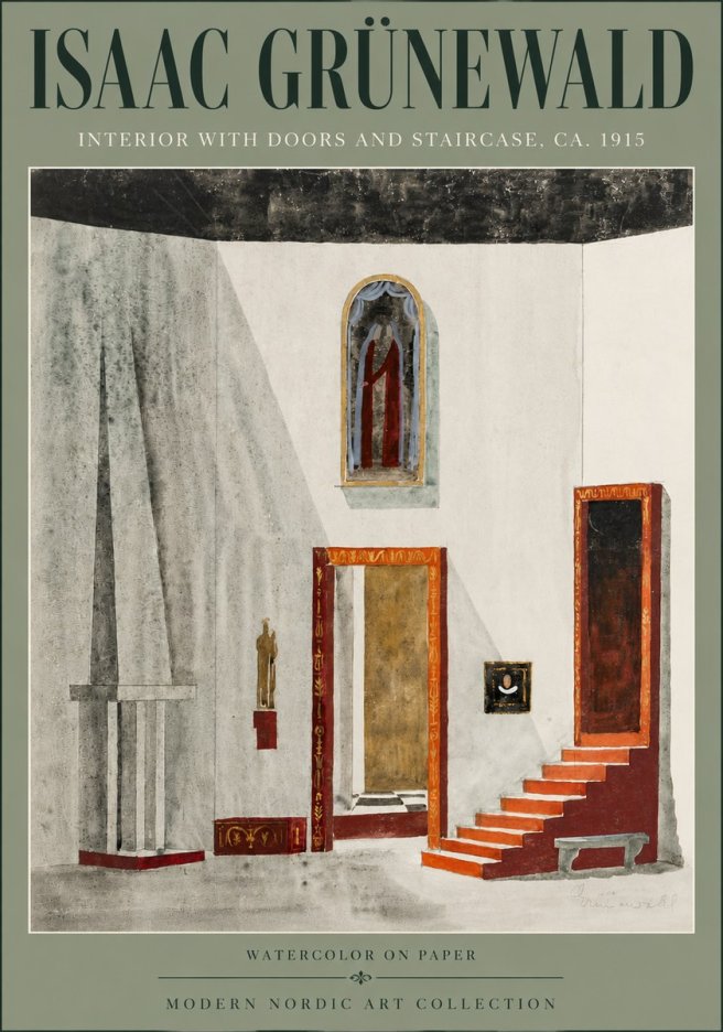 Isaac Grünewald Interior with Doors and Staircase, Ca. 1915 No6 - Poster