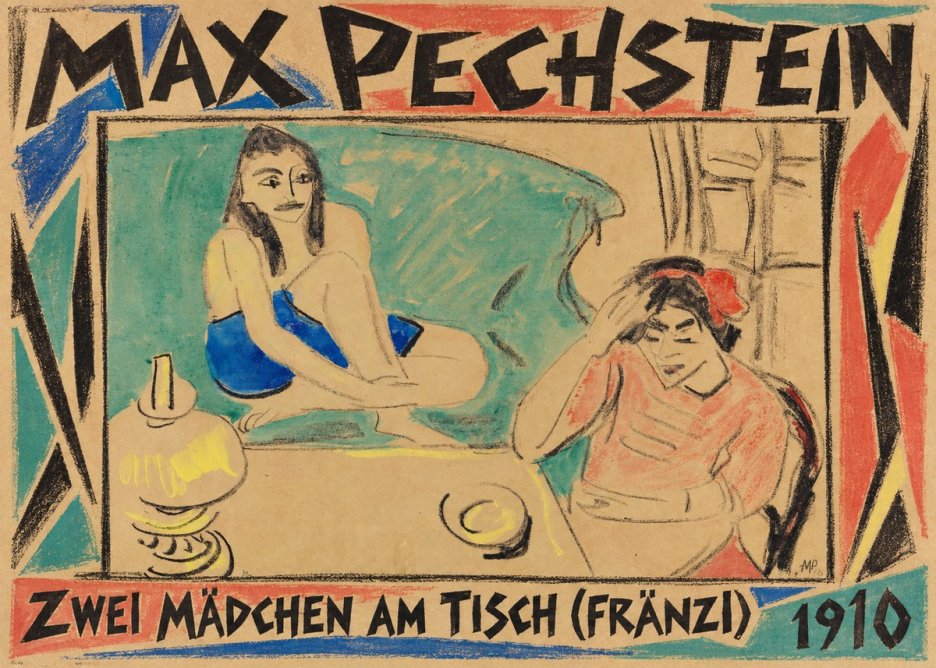 Max Pechstein Zwei Mädchen Am Tisch (Fränzi) No1 - Poster