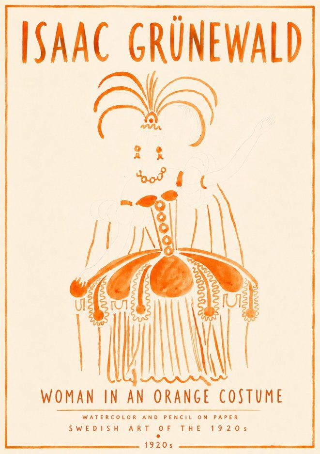 Isaac Grünewald Woman in an Orange Costume No6 - Poster