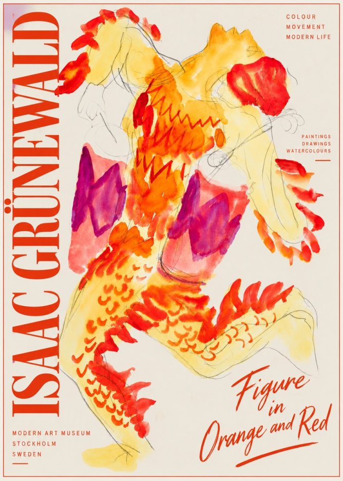 Isaac Grünewald Figure in Orange and Red No4 - Poster