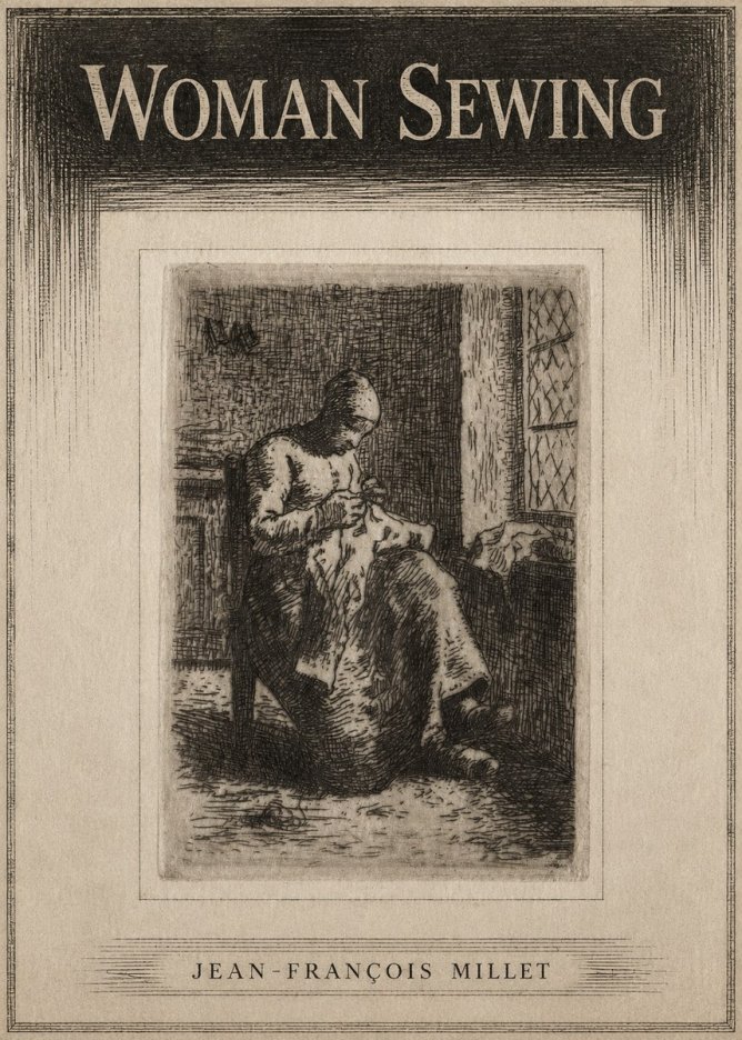 Jean-François Millet Woman Sewing No3 - Poster