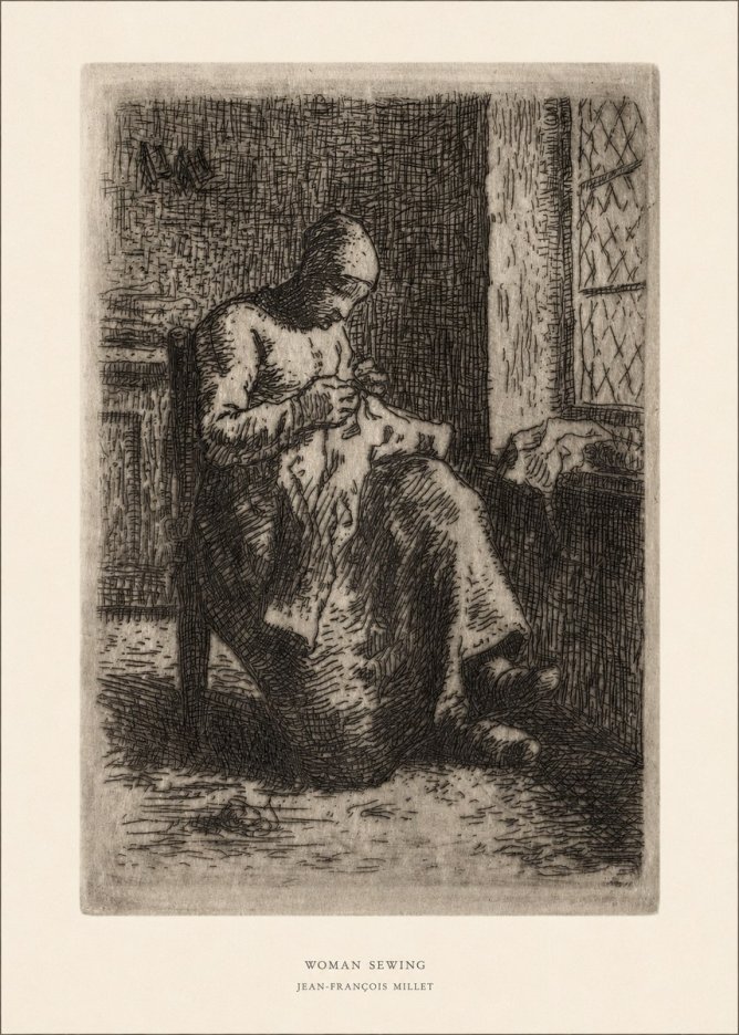 Jean-François Millet Woman Sewing No5 - Poster