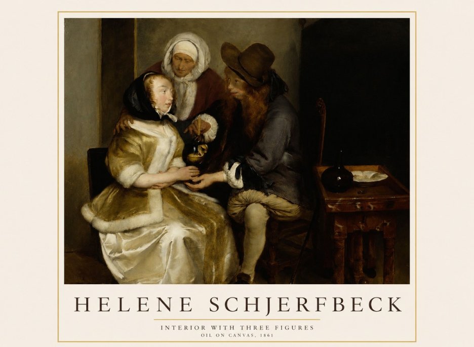 Helene Schjerfbeck Interior with Three Figures No1 - Poster