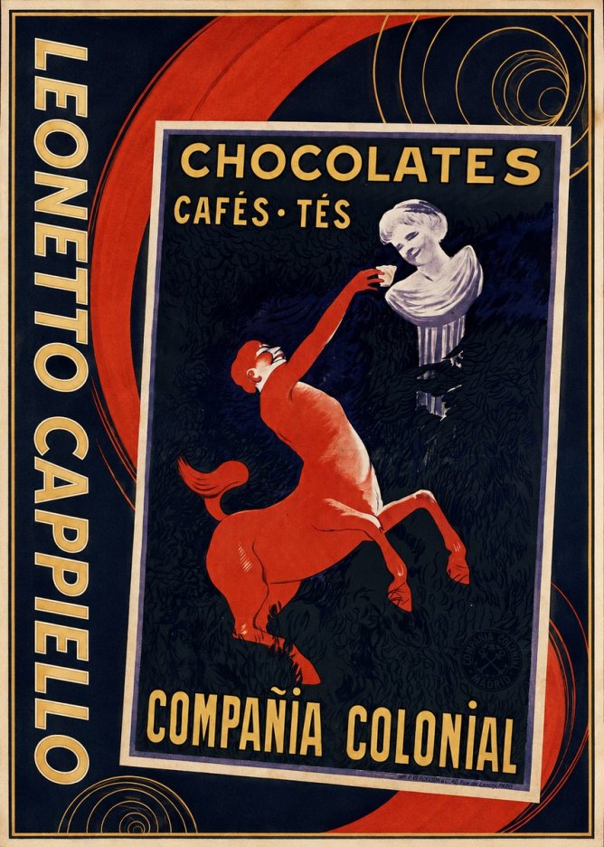 Leonetto Cappiello Chocolates, Cafés, Tés - Compañía Colonial No4 - Poster