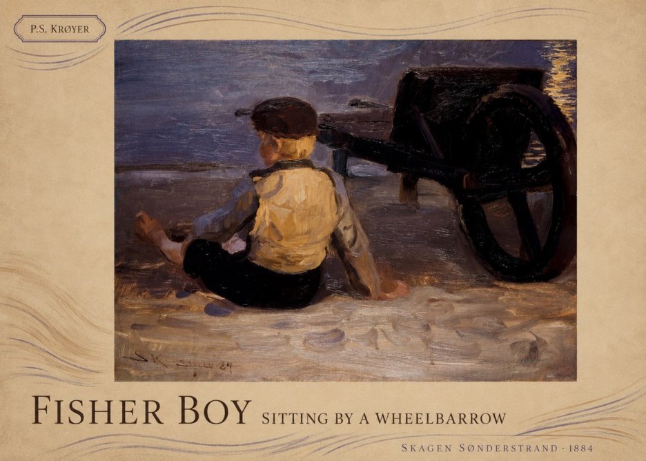 P.S. Krøyer Fisher Boy Sitting by a Wheelbarrow No4 - Poster