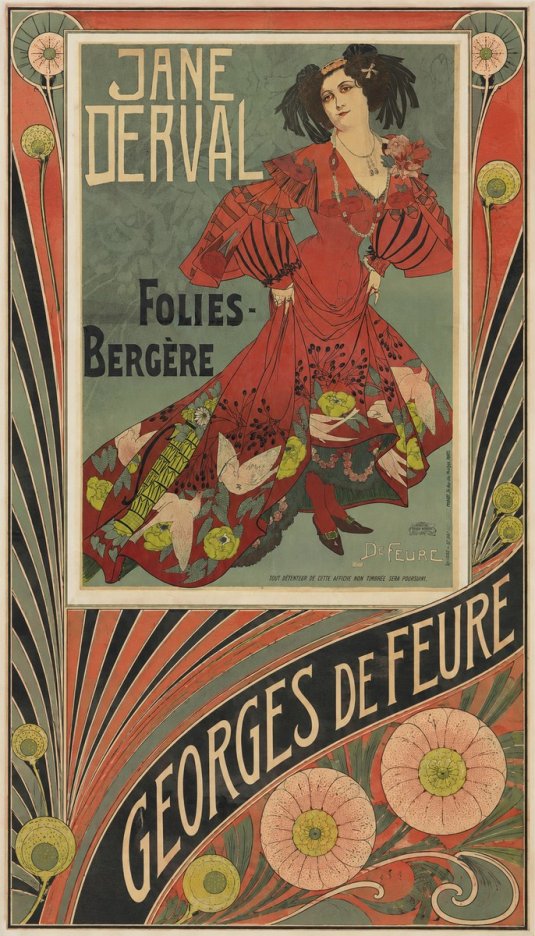 Georges de Feure Jane Derval - Folies-bergère III No6 - Poster
