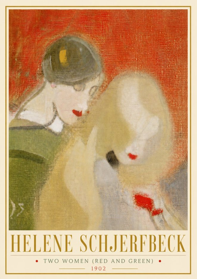 Helene Schjerfbeck Two Women (Red and Green) No5 - Poster