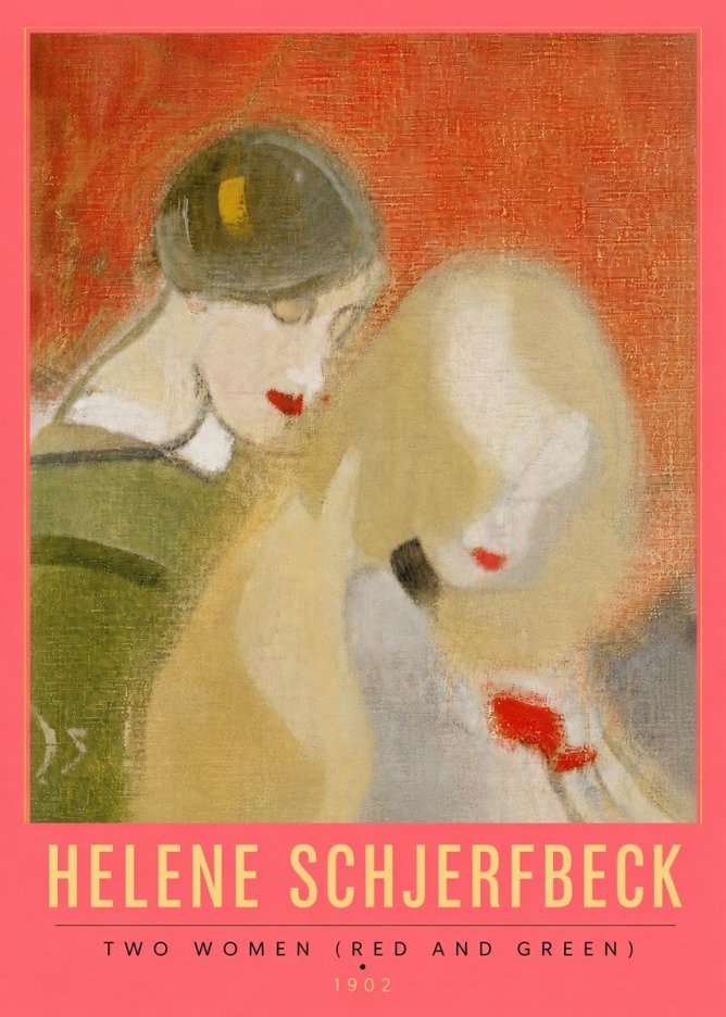 Helene Schjerfbeck Two Women (Red and Green) No6 - Poster