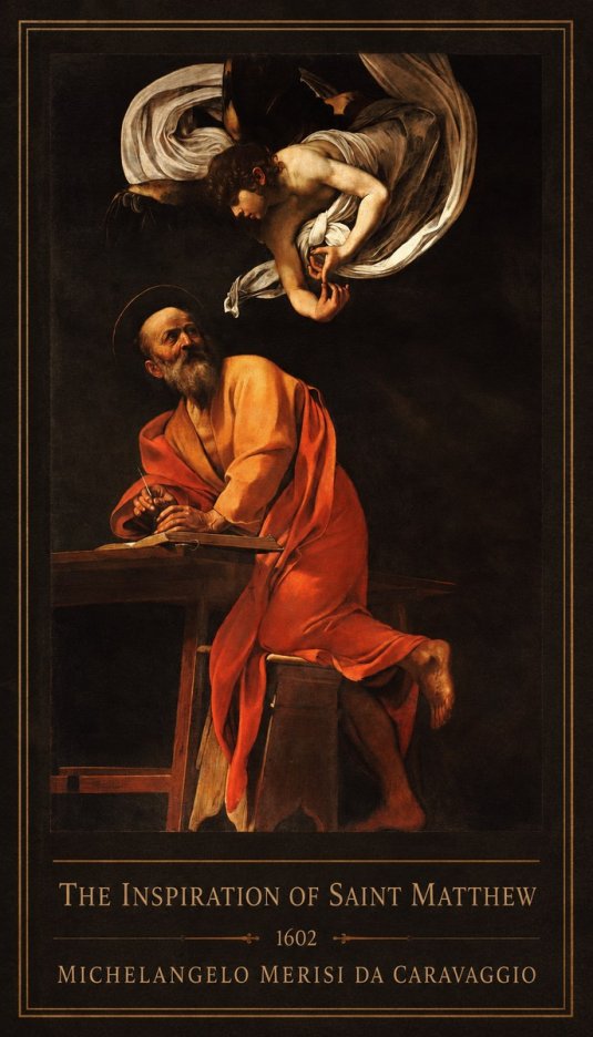 Michelangelo Merisi da Caravaggio The Inspiration of Saint Matthew II No1 - Poster
