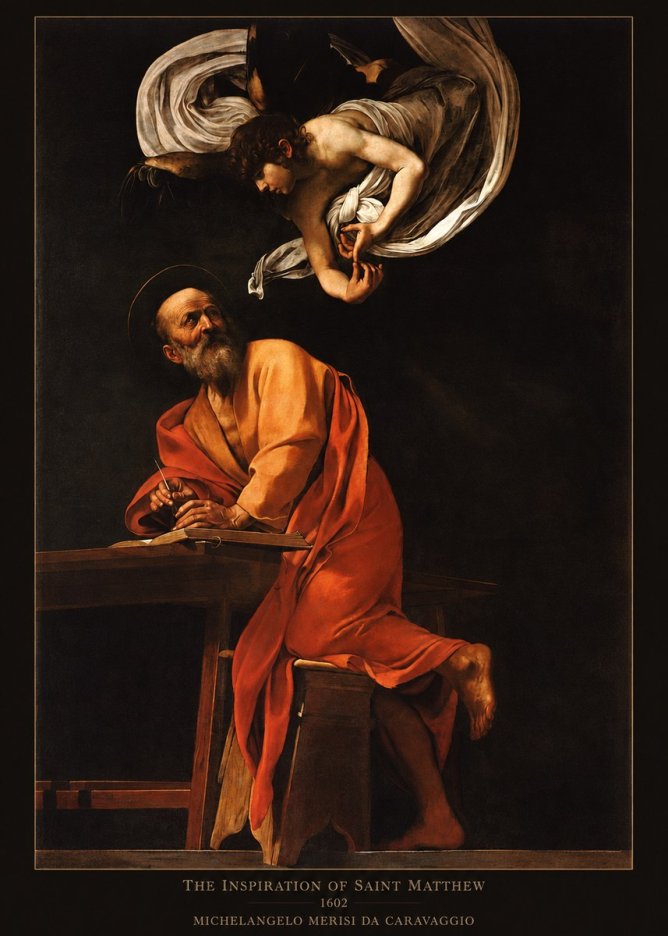 Michelangelo Merisi da Caravaggio The Inspiration of Saint Matthew II No6 - Poster
