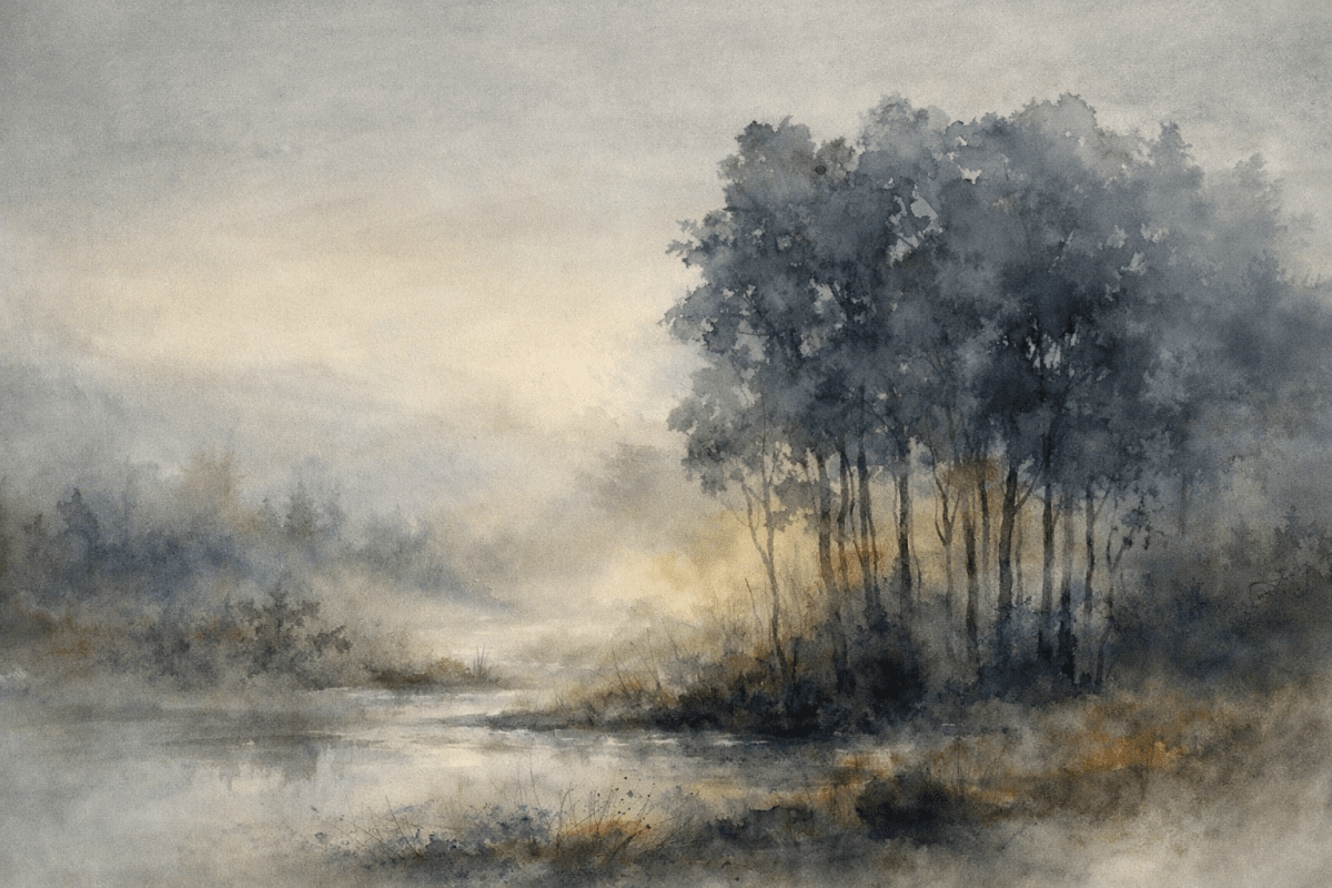 Misty Grove Reflections