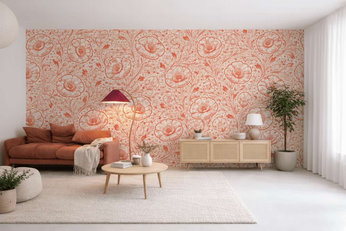 Coral Blossom Tapestry Ii