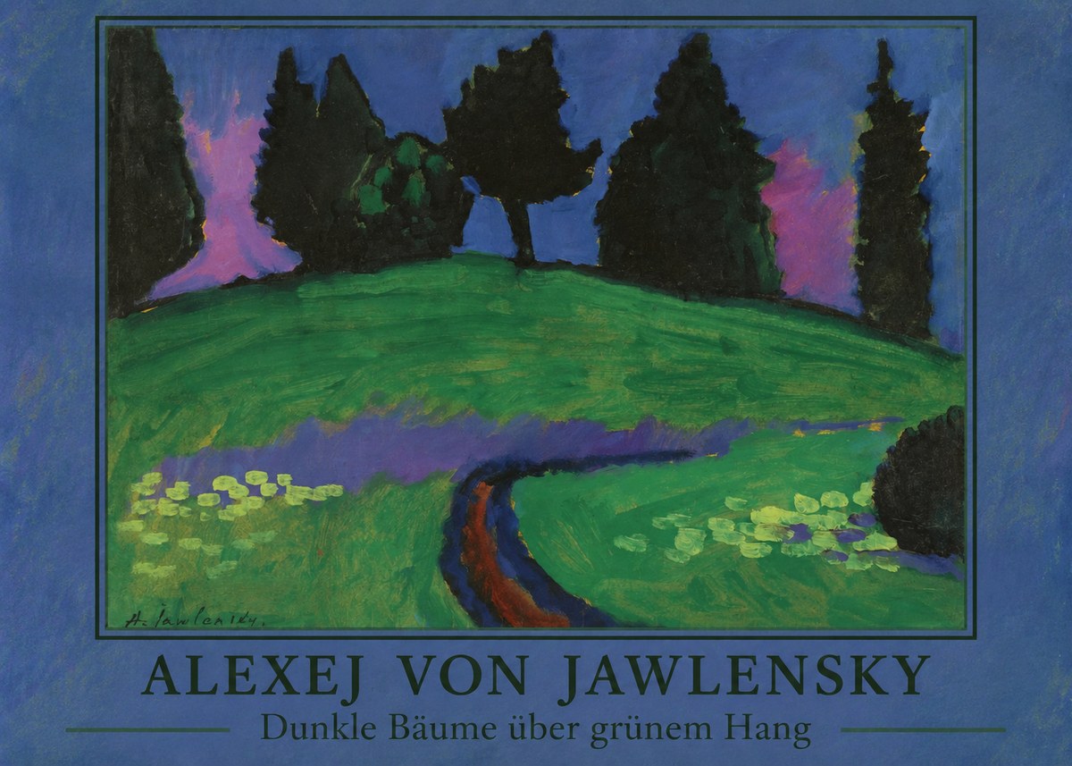 Alexej von Jawlensky Dunkle Bäume Über Grünem Hang No2 - Poster
