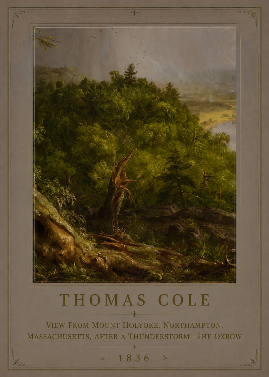Thomas Cole View from Mount Holyoke, Northampton, Massachusetts, After a Thunderstorm—the Oxbow I No6 - Poster