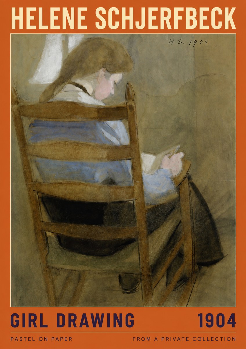 Helene Schjerfbeck Girl Drawing No2 - Poster