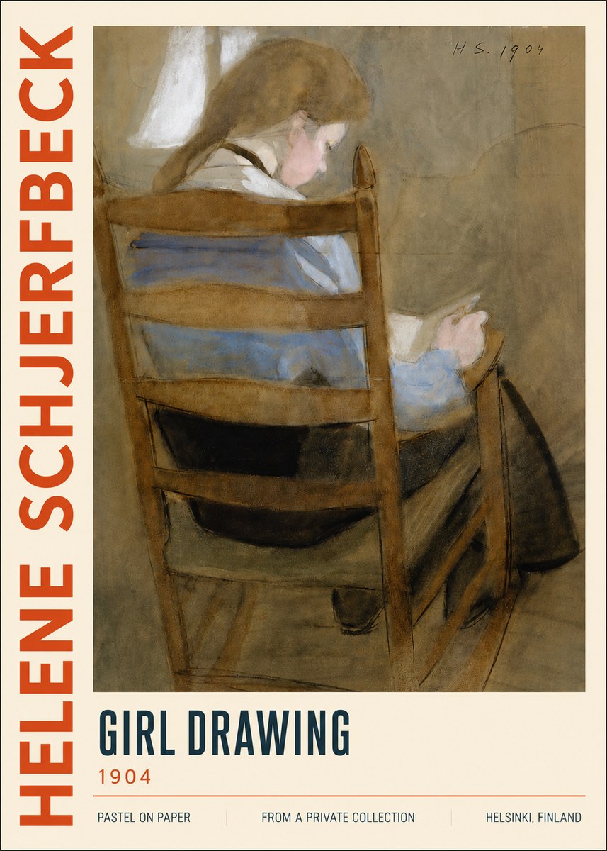 Helene Schjerfbeck Girl Drawing No5 - Poster