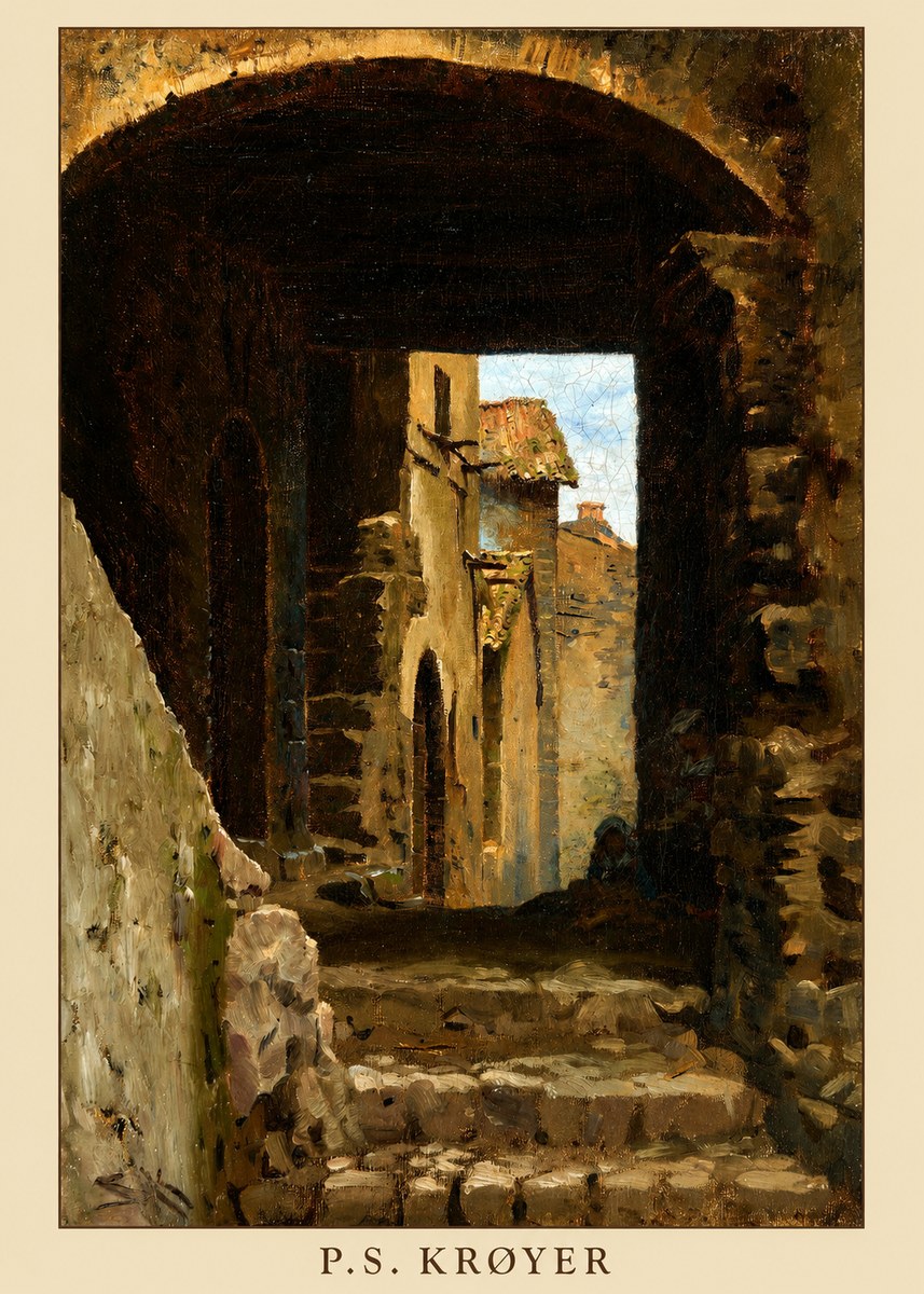 P.S. Krøyer Archway in an Italian Street No6 - Poster