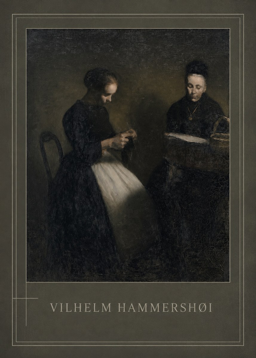 Vilhelm Hammershøi Two Women Knitting No1 - Poster