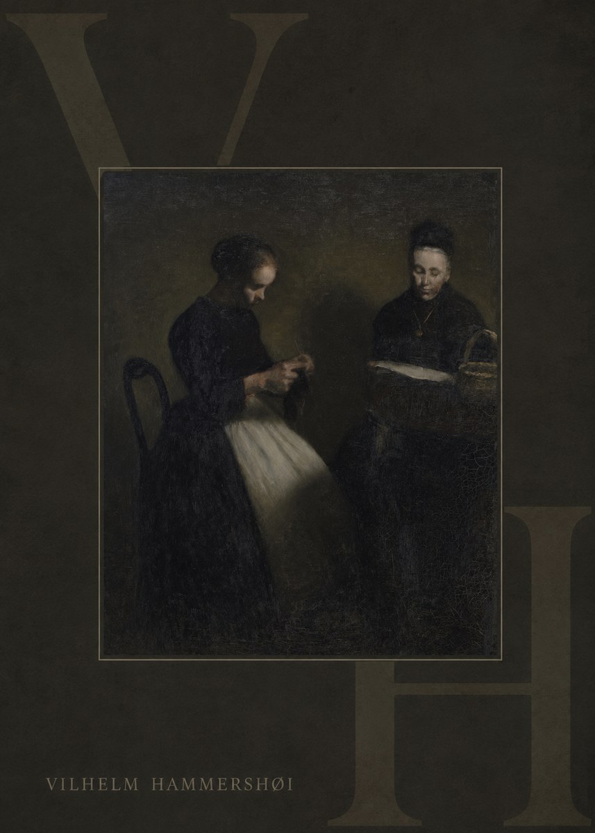 Vilhelm Hammershøi Two Women Knitting No5 - Poster