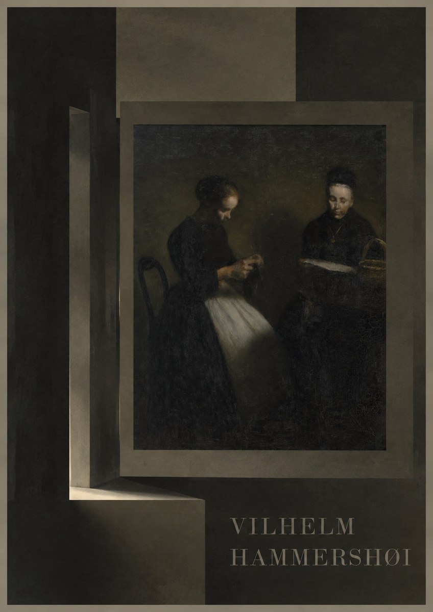 Vilhelm Hammershøi Two Women Knitting No6 - Poster