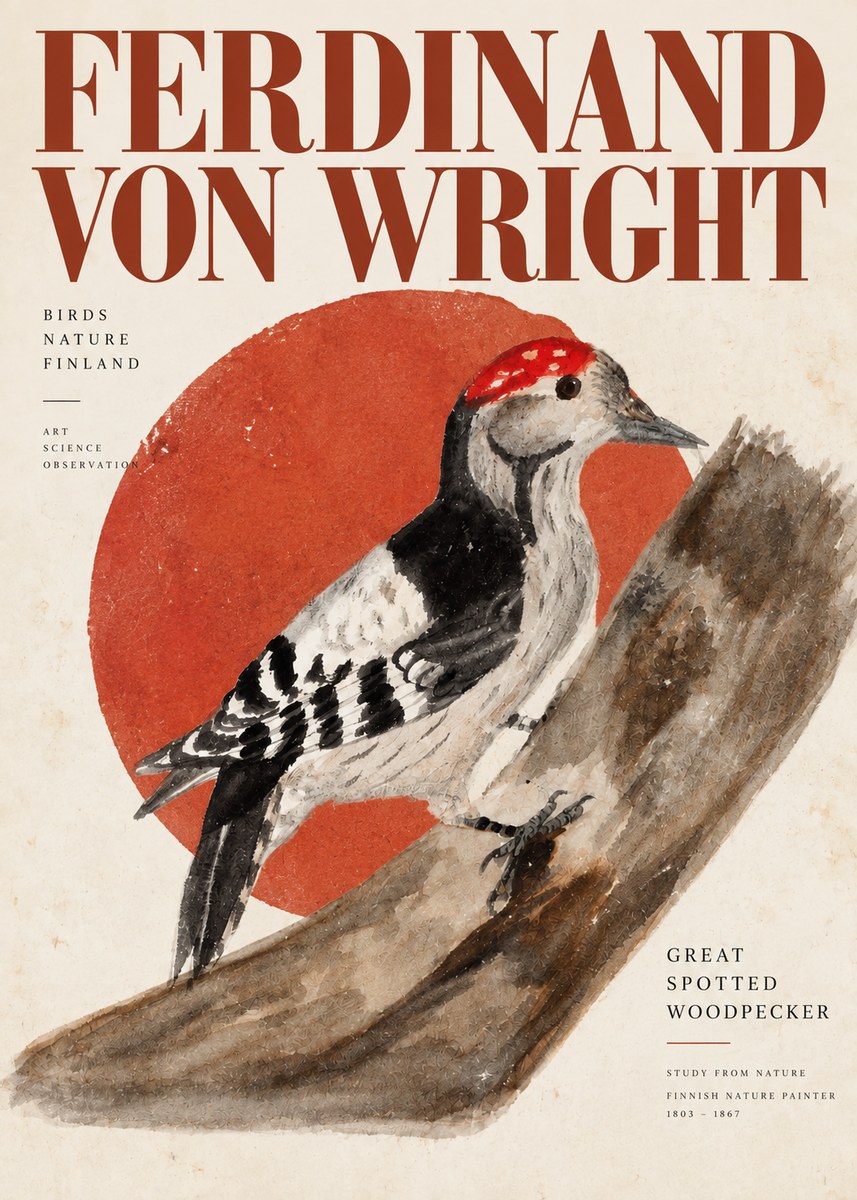 Ferdinand von Wright Woodpecker Study No6 - Poster