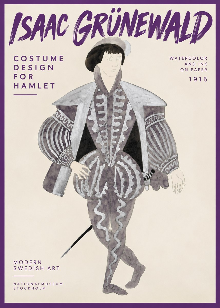 Isaac Grünewald Costume Design for Hamlet No2 - Poster