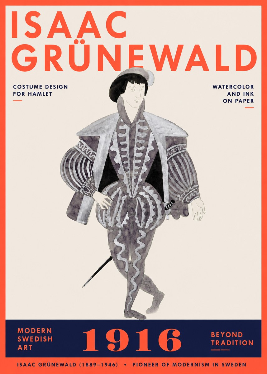 Isaac Grünewald Costume Design for Hamlet No3 - Poster