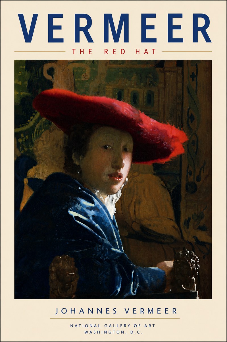 Vermeer The Red Hat No6 - Poster