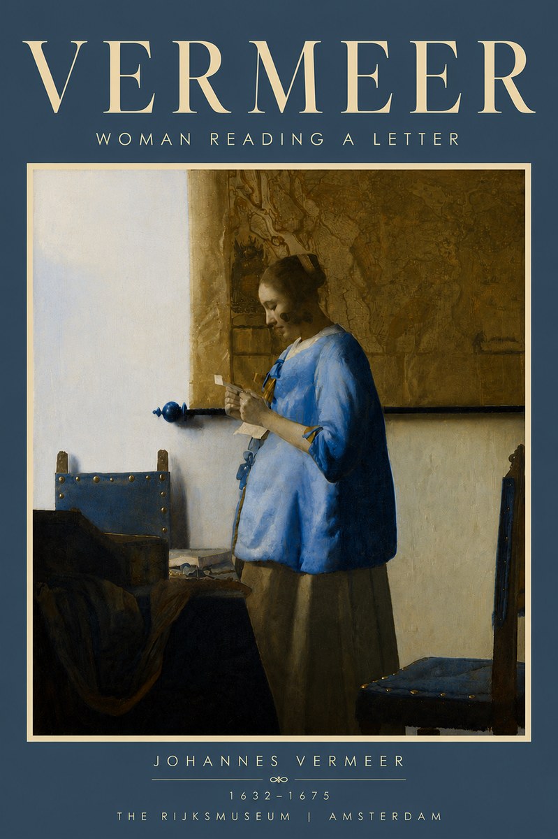 Vermeer Woman Reading a Letter No6 - Poster