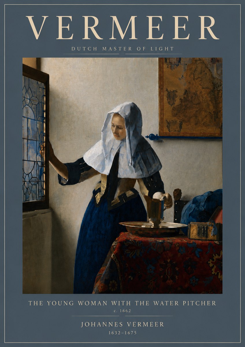 Vermeer The Young Woman with the Water Pitcher No5 - Poster