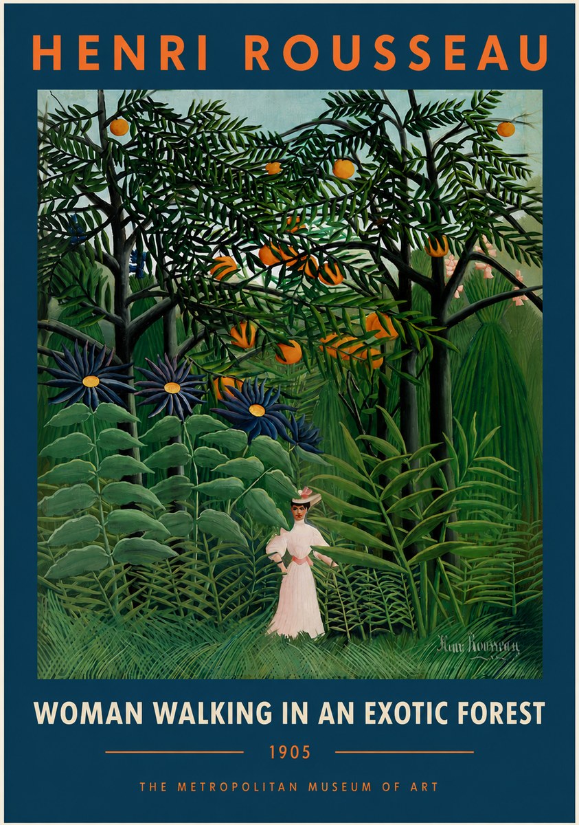 Rousseau Woman Walking in an Exotic Forest No5 - Poster
