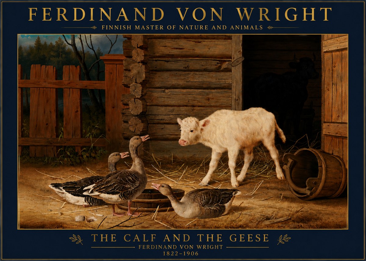 Ferdinand von Wright The Calf and the Geese No4 - Poster