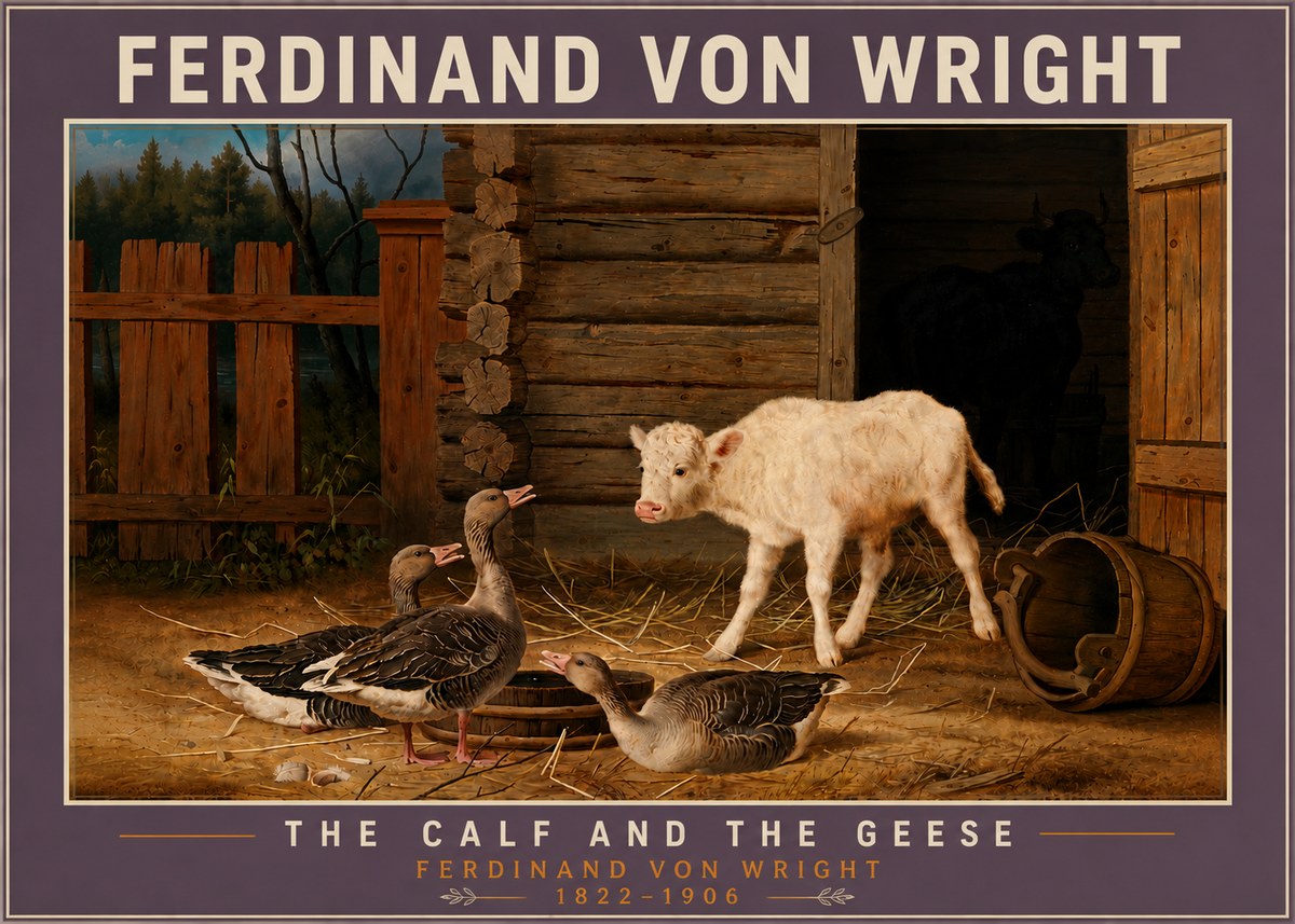 Ferdinand von Wright The Calf and the Geese No6 - Poster