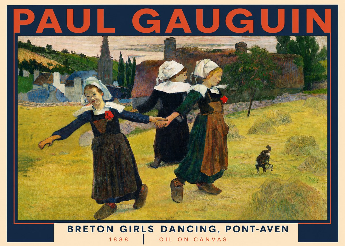 Paul Gauguin Breton Girls Dancing, Pont-aven No3 - Poster