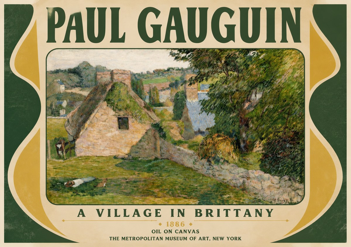 Paul Gauguin A Village in Brittany No3 - Poster