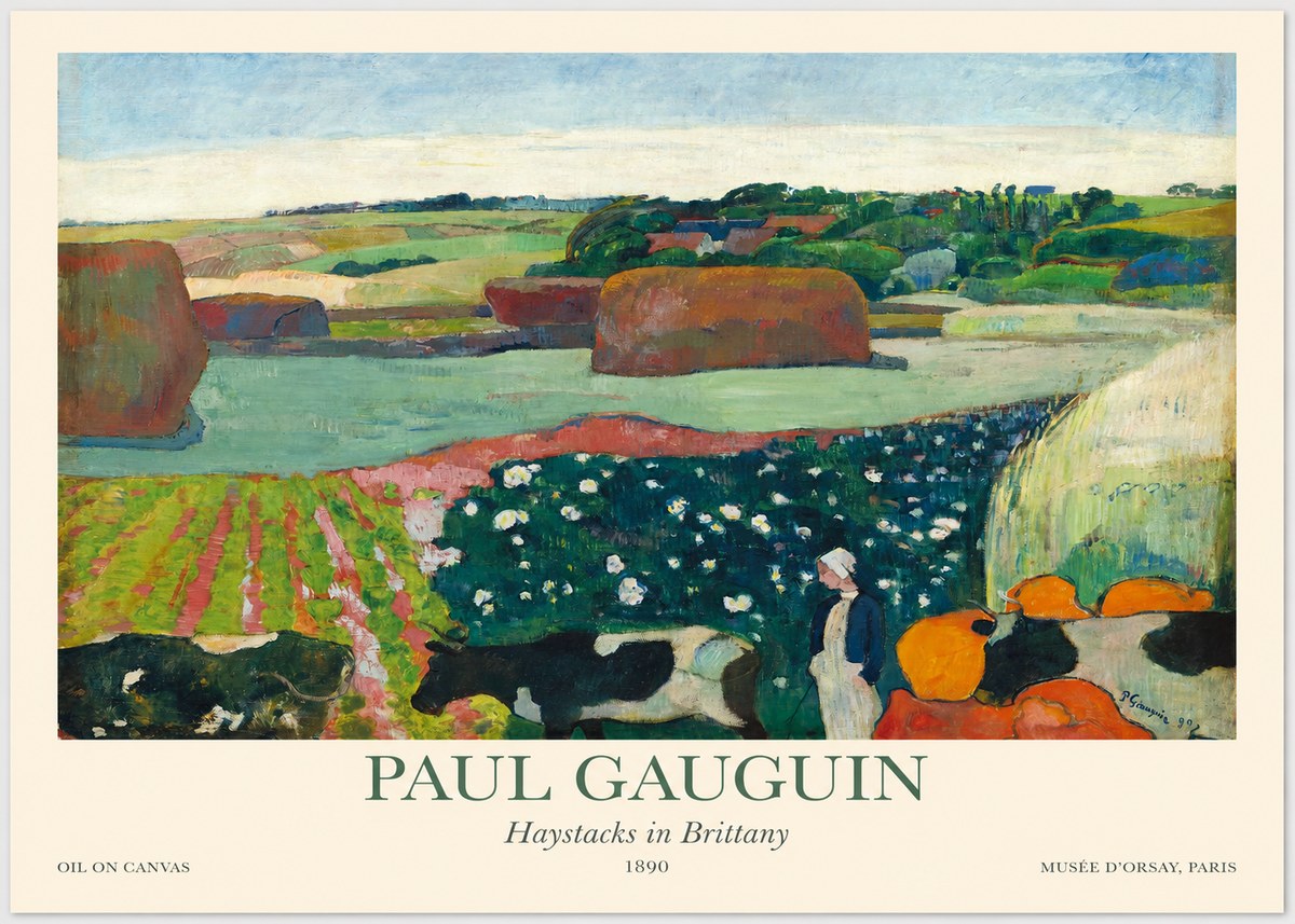 Paul Gauguin Landscape with Haystacks No5 - Poster