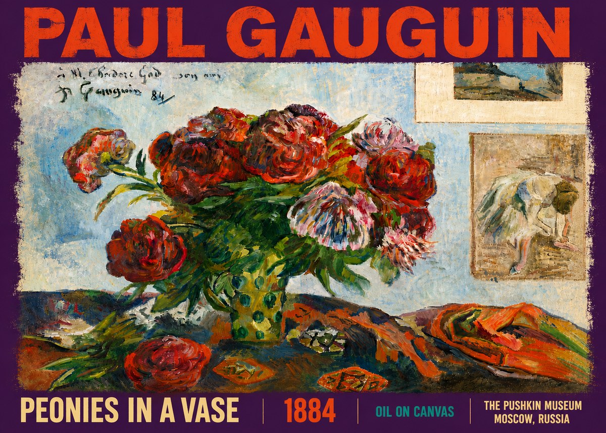 Paul Gauguin Peonies in a Vase No5 - Poster