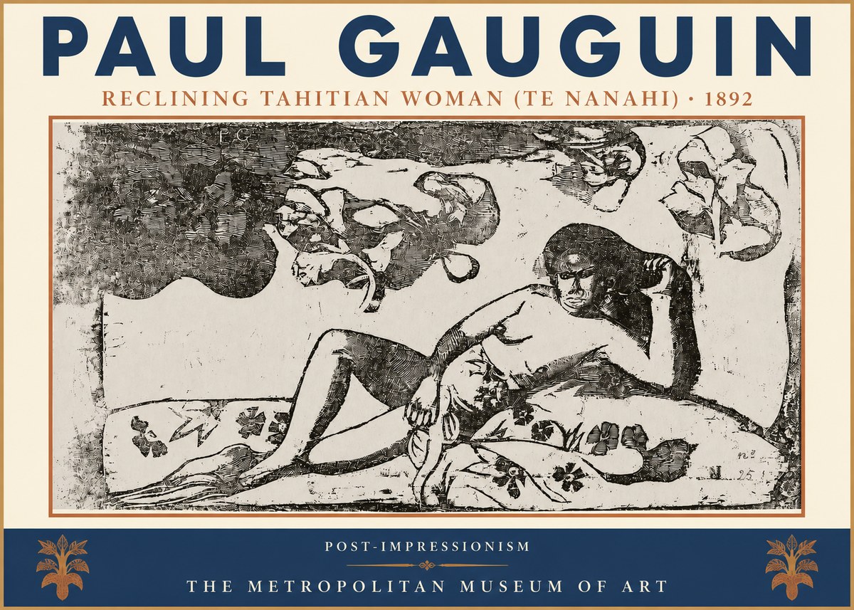 Paul Gauguin Reclining Tahitian Woman (Te Nanahi) No3 - Poster