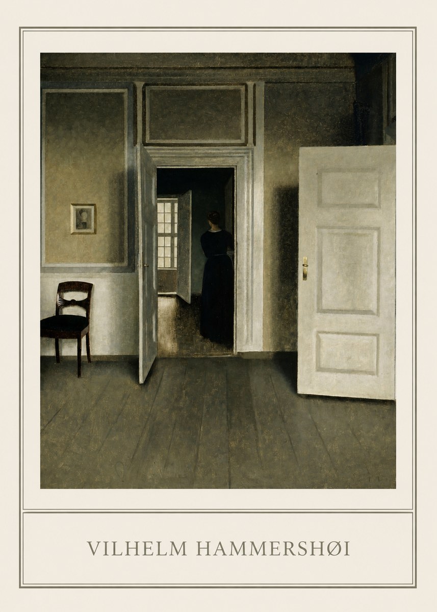 Vilhelm Hammershøi Interior with a Woman Seen from the Back No1 - Poster
