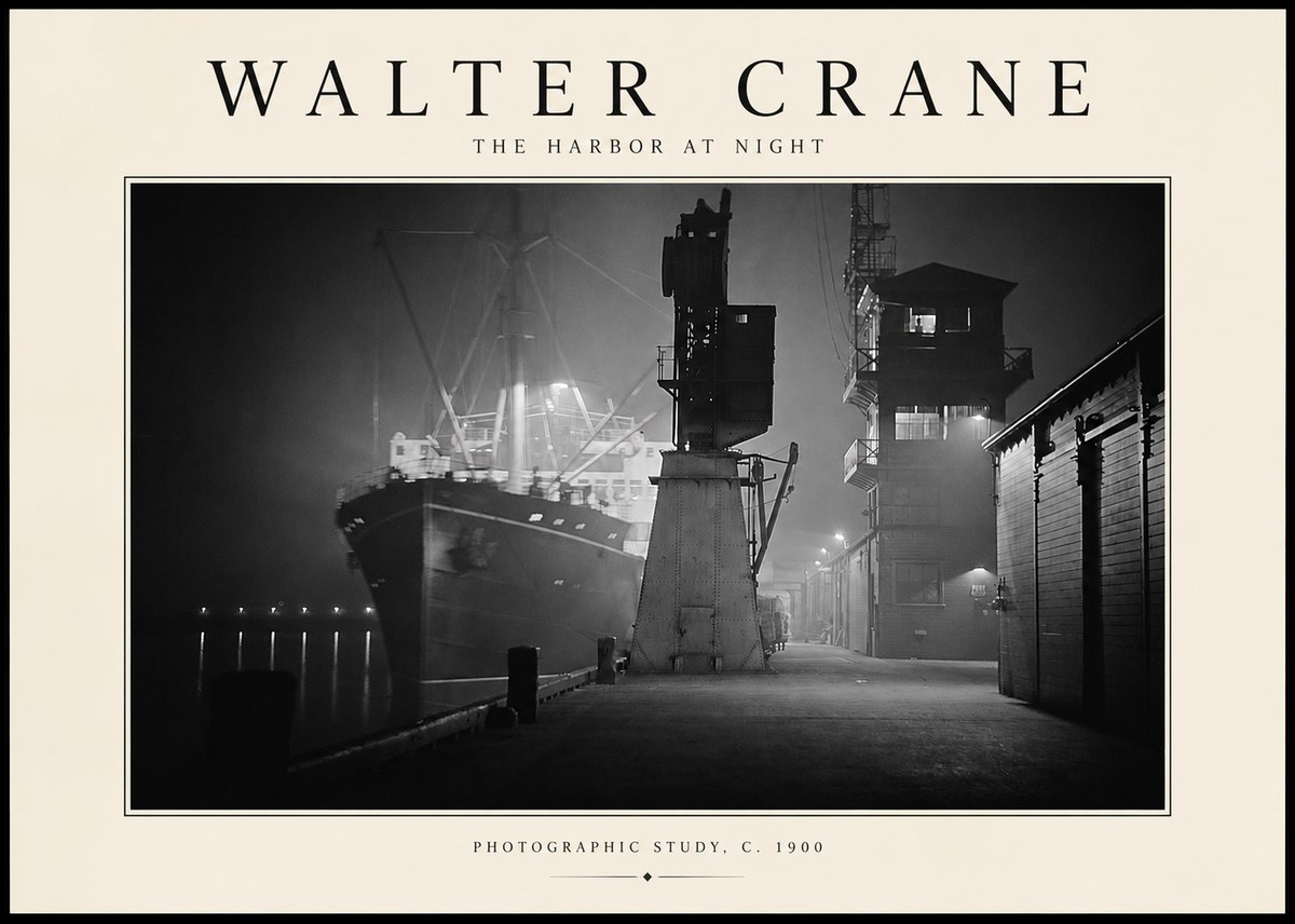 Walter Crane The Harbor at Night No2 - Poster
